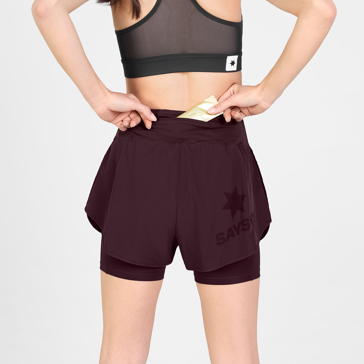 W PACE 2 IN 1 SHORTS 3" | BURGUNDY