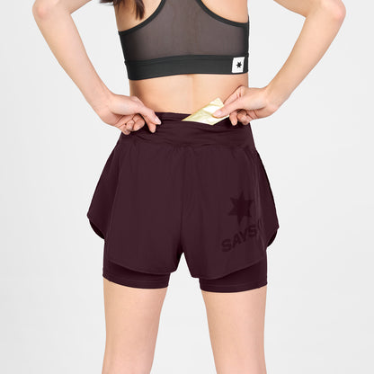 W PACE 2 IN 1 SHORTS 3" | BURGUNDY