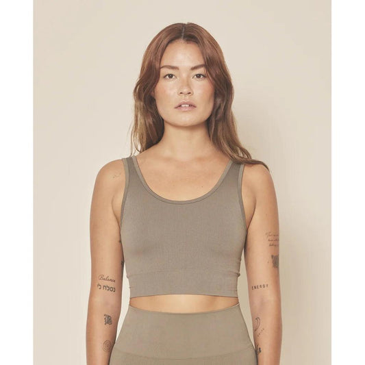 SOFT RIB SEAMLESS CROP TOP - SAGE | ActSporty 
