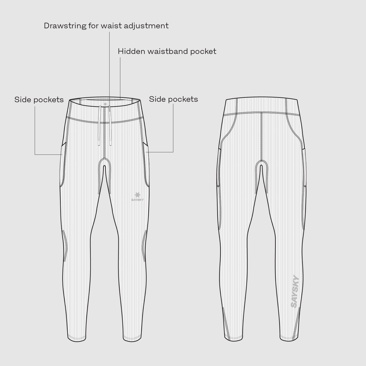 W COMBAT+ RIB LONG TIGHTS | GREY
