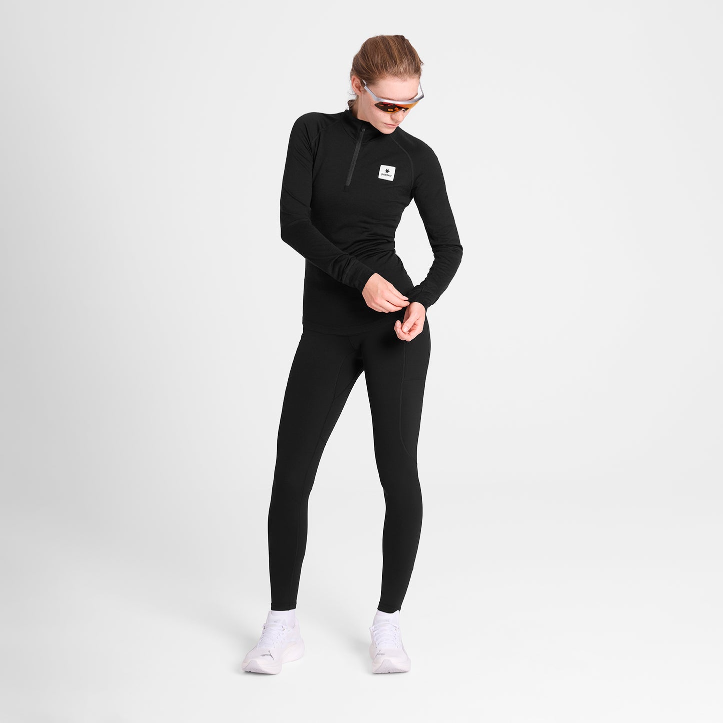 W MERINO BASELAYER LONGSLEEVE | HALF-ZIP BLACK - SAYSKY