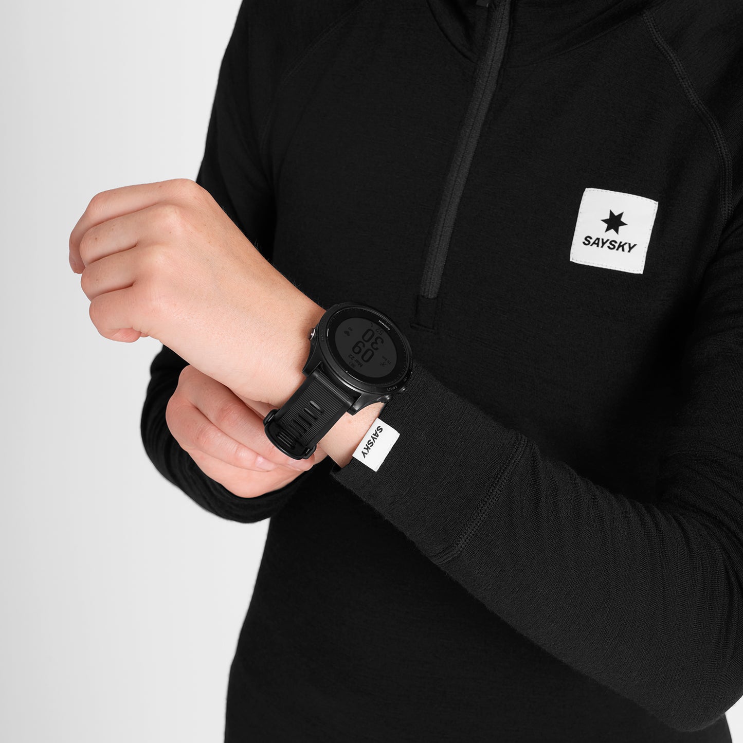 W MERINO BASELAYER LONGSLEEVE | HALF-ZIP BLACK - SAYSKY
