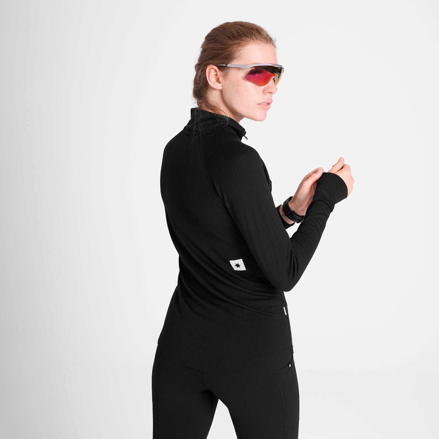 W MERINO BASELAYER LONGSLEEVE | HALF-ZIP BLACK - SAYSKY