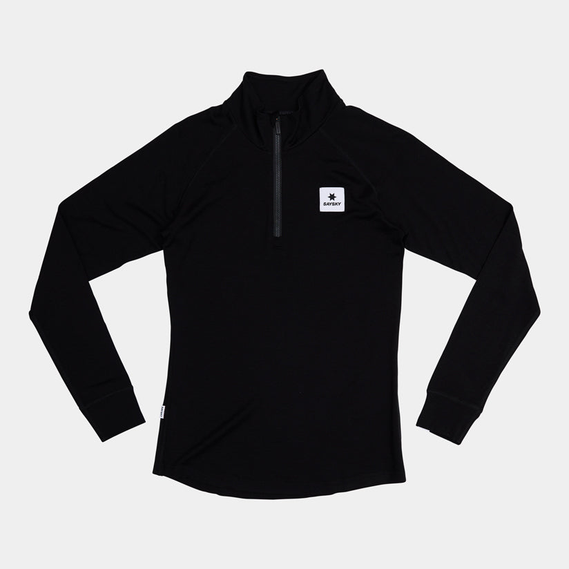 W MERINO BASELAYER LONGSLEEVE | HALF-ZIP BLACK - SAYSKY