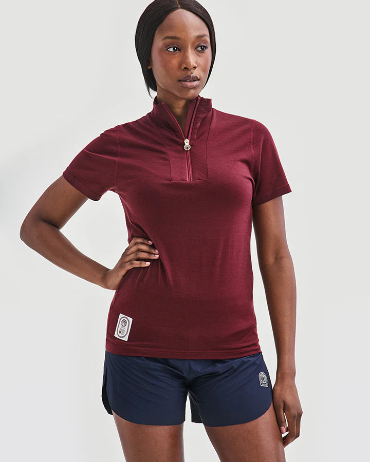 VÄSTANEDE LADIES MERINO HALF ZIP BURGUNDY - YMR