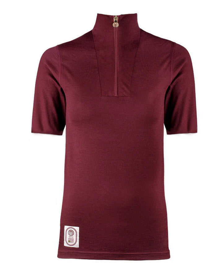 VÄSTANEDE LADIES MERINO HALF ZIP BURGUNDY - YMR